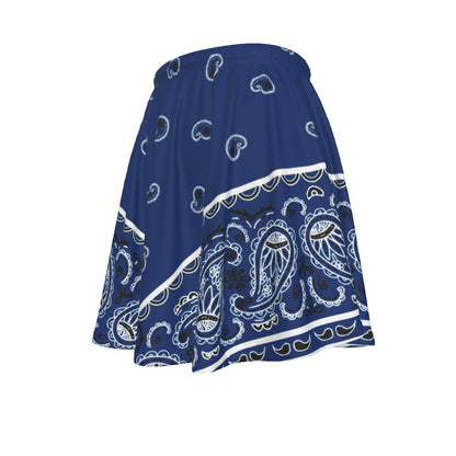 Beautiful Blue bandana patterned skirt on a white background