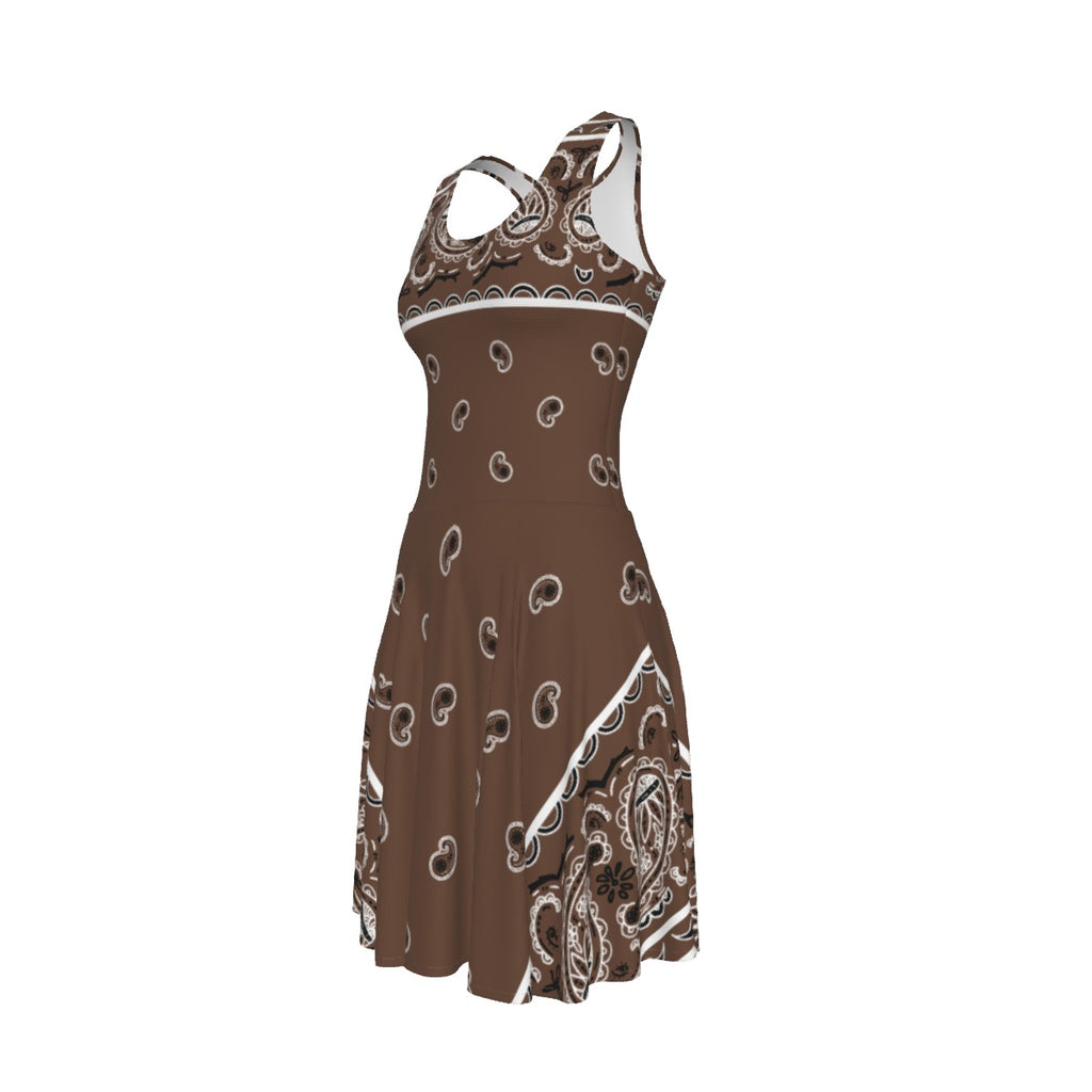 Sleeveless Bandana Dress - Coffee