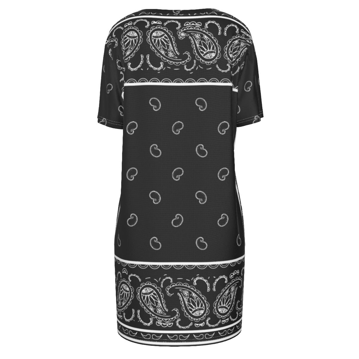 Short Sleeve Bandana Dress - Black