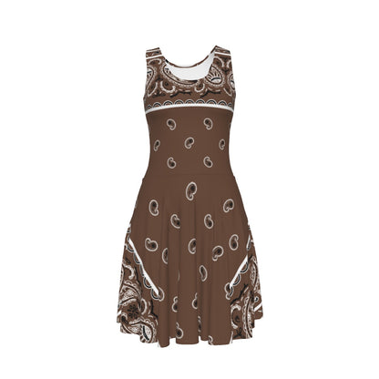 Sleeveless Bandana Dress - Coffee