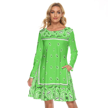 Crew Neck Dress - Bright Green