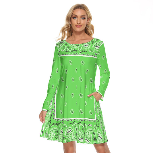 Crew Neck Dress - Bright Green