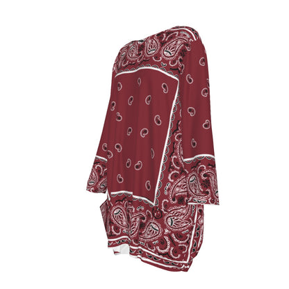 Crew Neck Dress Loose Fit - Maroon
