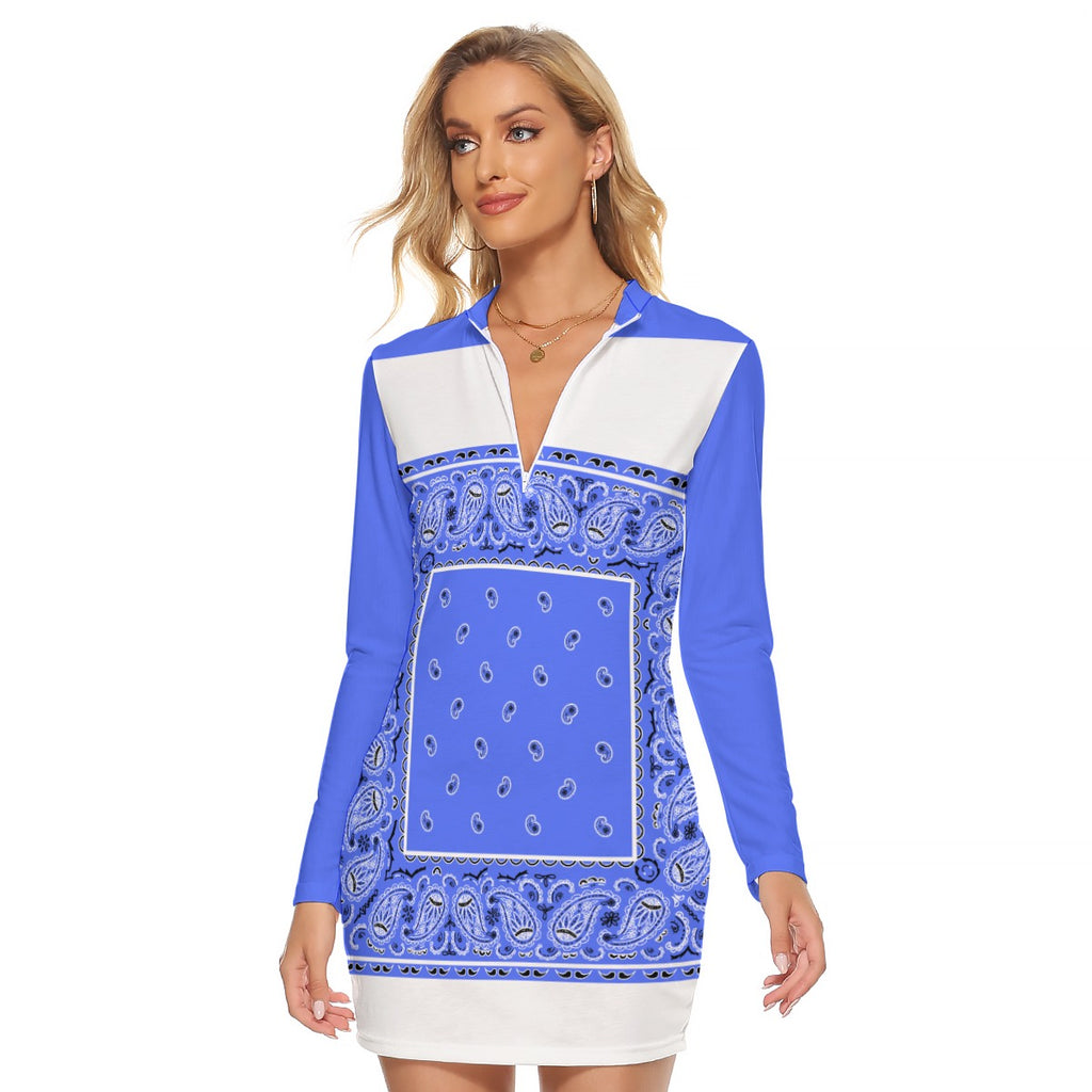 Zip Front Royal Bandana Dress