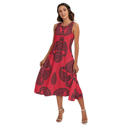 Red Women's Sleeveless Dress With Pockets
