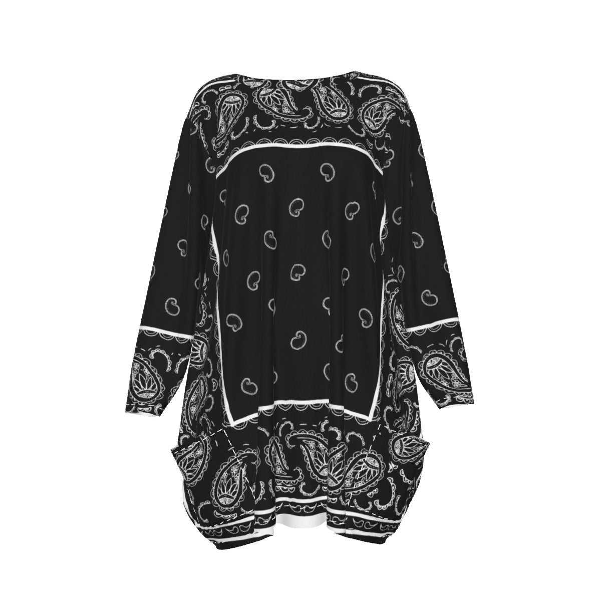 Crew Neck Dress Loose Fit - Black