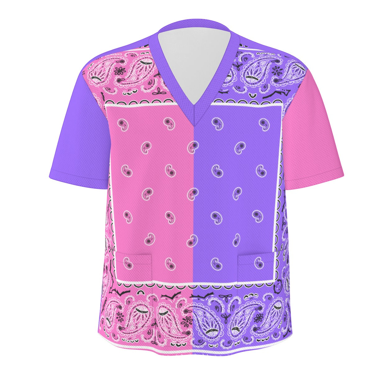 Scrubs - Pink and Purple Square Bandana Scrubs w Purple Bottoms