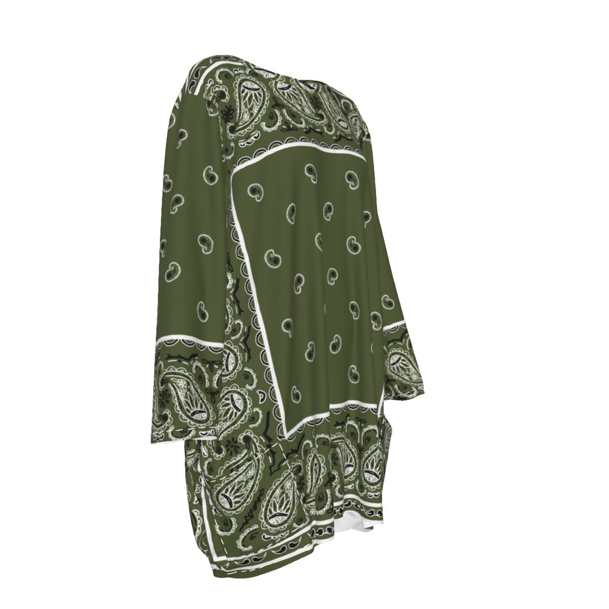 Crew Neck Dress Loose Fit - Army Green