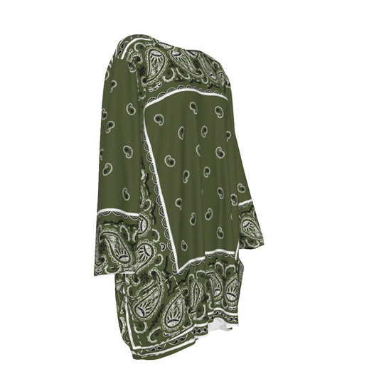 Crew Neck Dress Loose Fit - Army Green