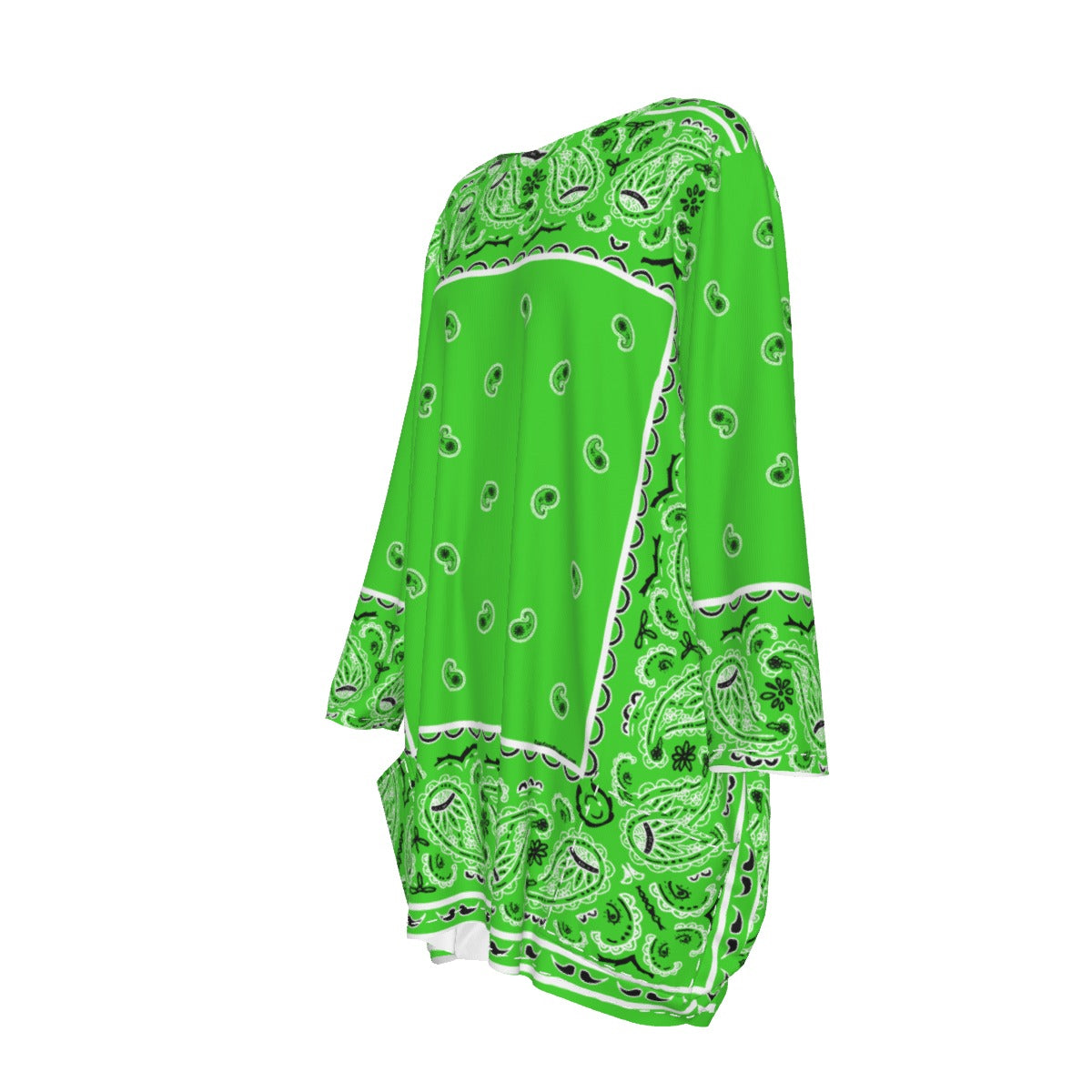 Crew Neck Dress Loose Fit - Bright Green