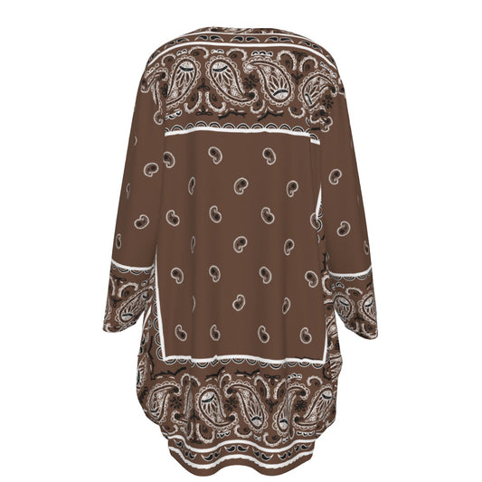 Crew Neck Dress Loose Fit - Coffee