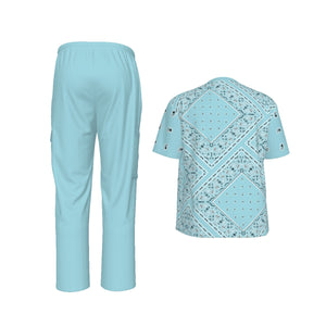 Scubs - Baby Blue Diamond Bandana Scrubs with Bottoms