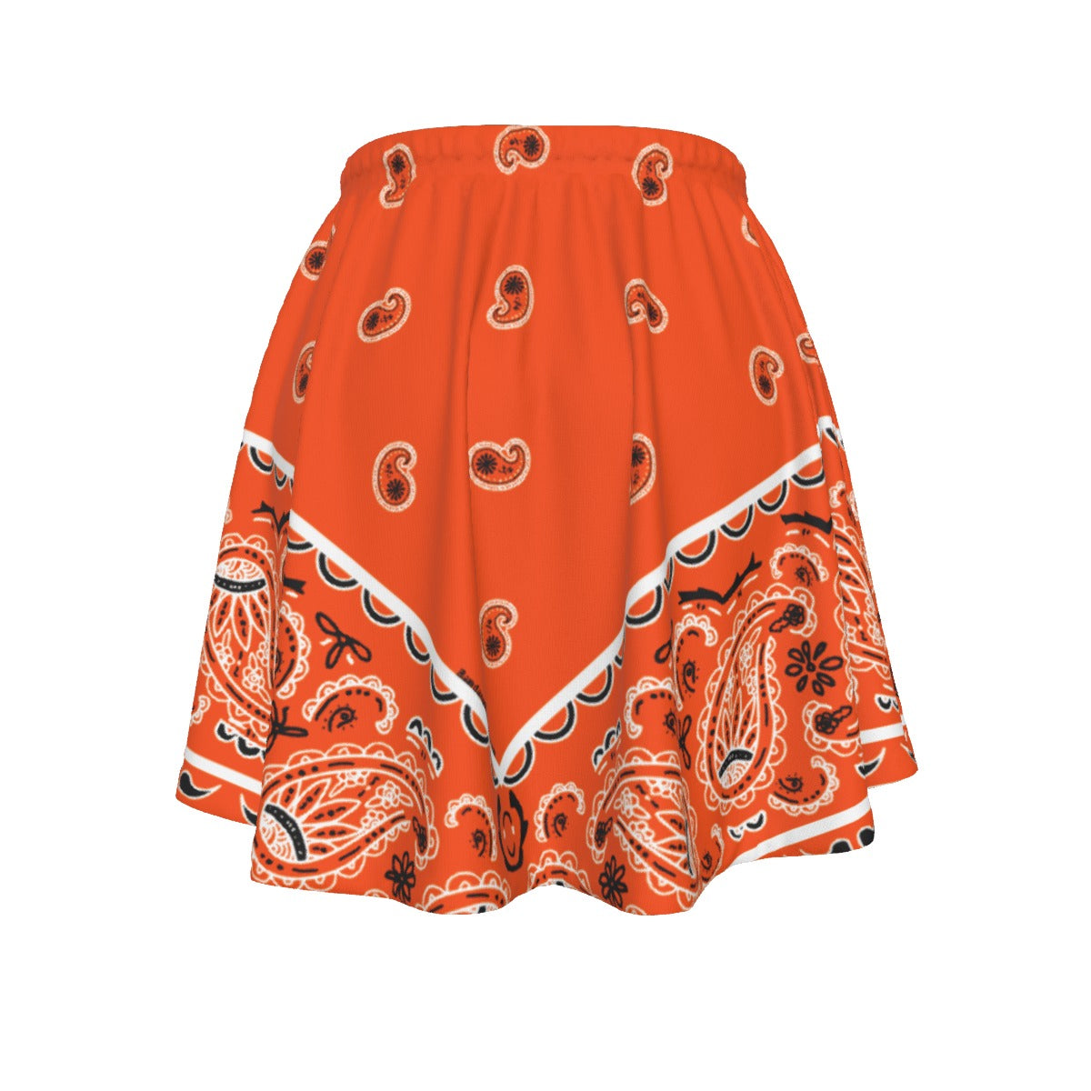 Orange skirt with paisley pattern on a white background