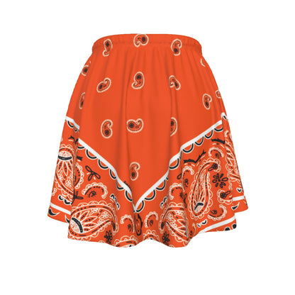 Orange skirt with paisley pattern on a white background