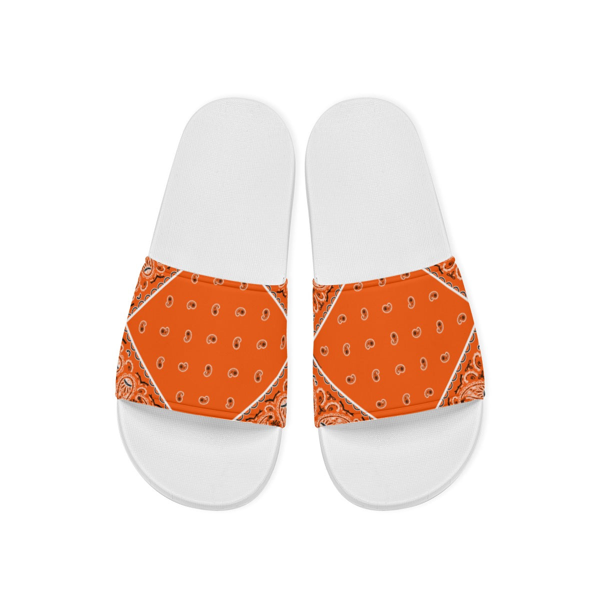 Bright Orange Diamond OG Bandana Slides