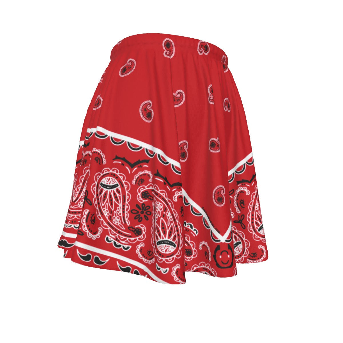 Red bandana patterned skirt on a white background