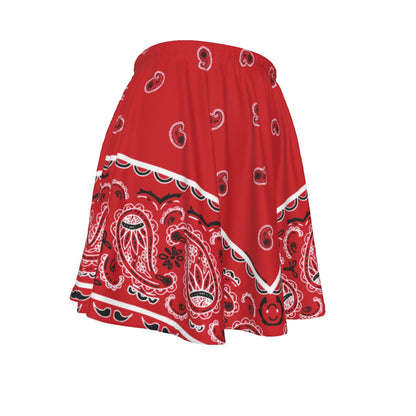 Red bandana patterned skirt on a white background