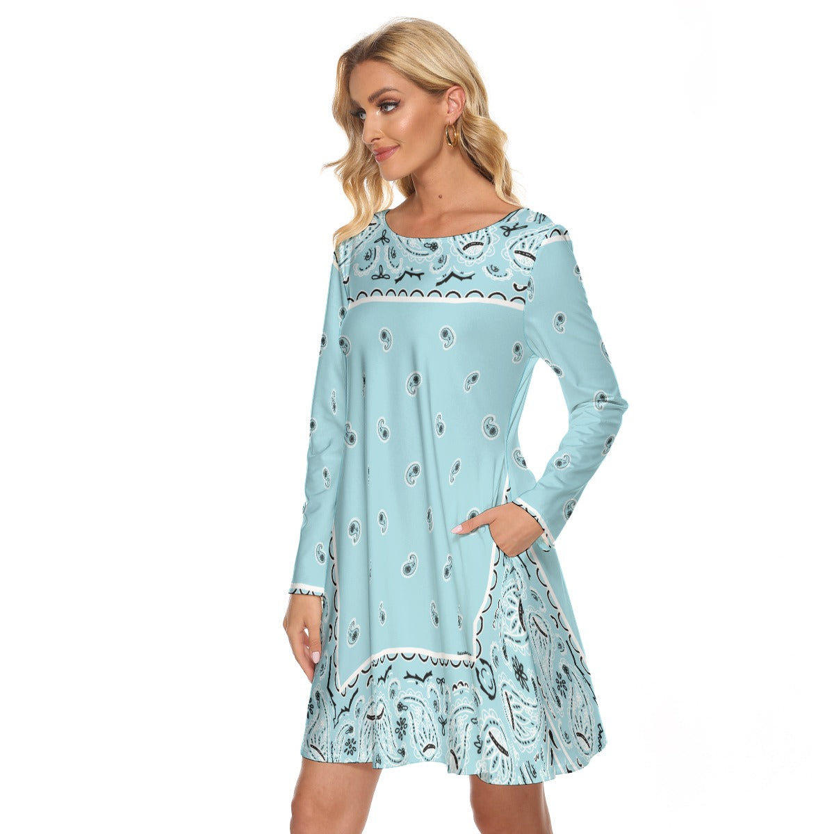 Crew Neck Dress - Baby Blue