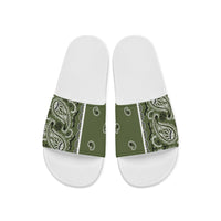 Women's Army Green Bandana Slides