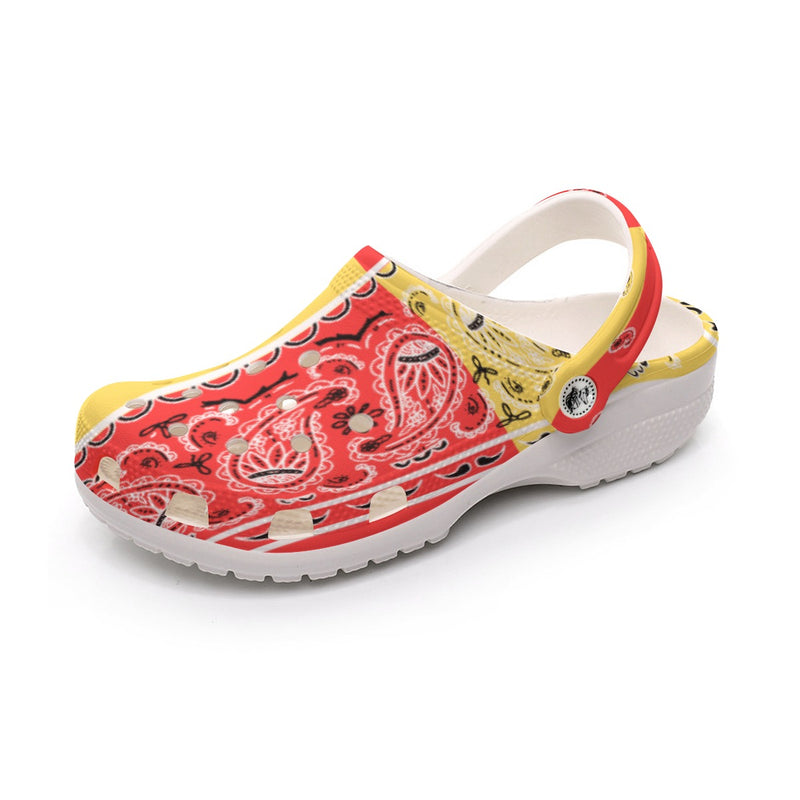 Women's Orange and Yellow Classic Bandana Clogs