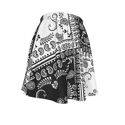 Black and white patterned skirt on a white background