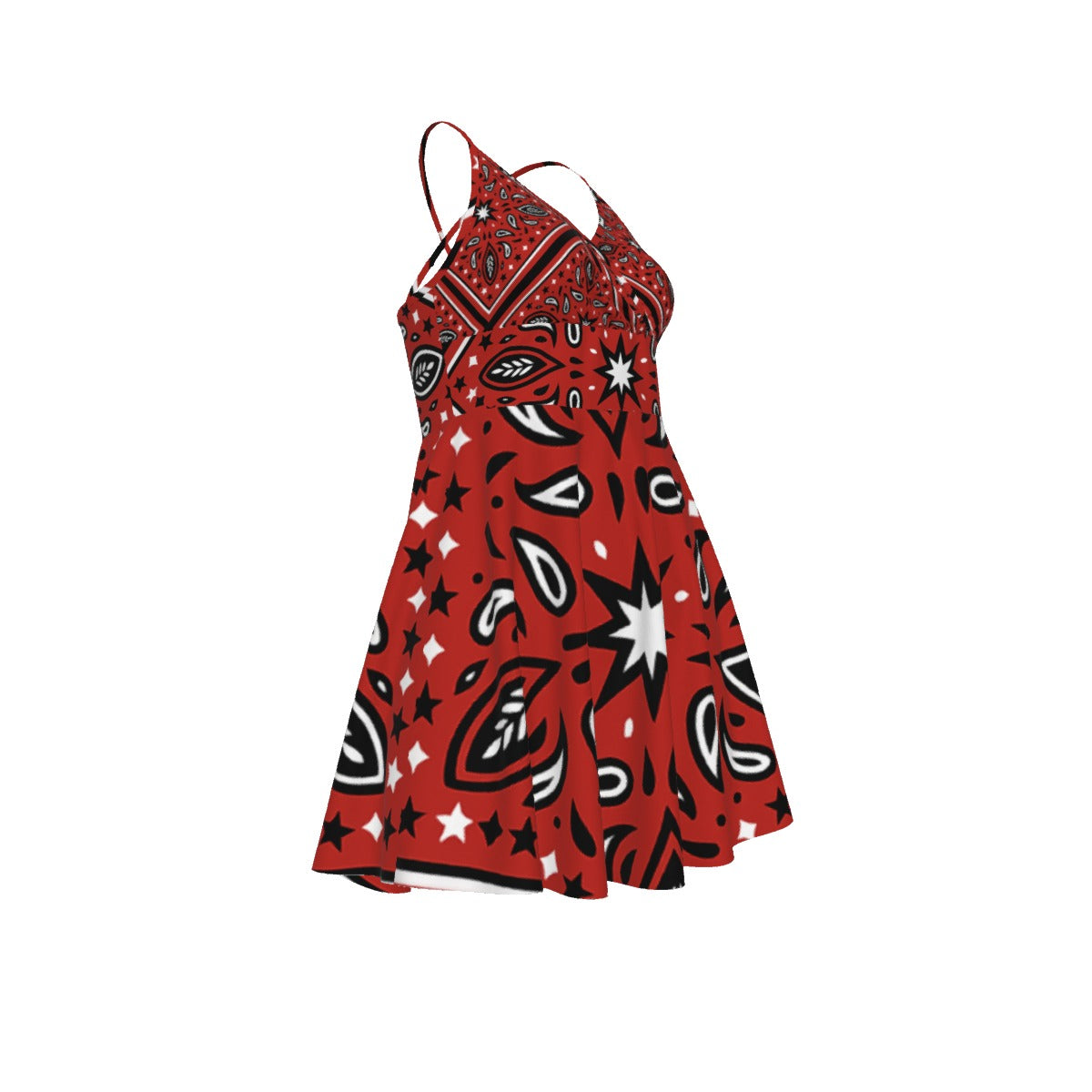 Women‘s Red Bandana Cross Cami Dress