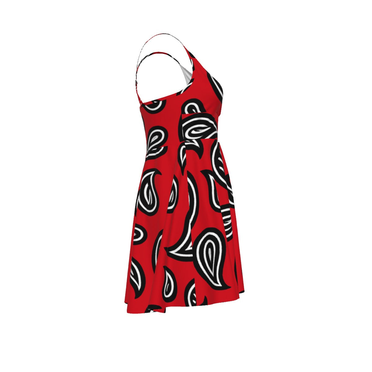 Women‘s Red Paisley Cross Cami Dress