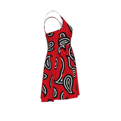 Women‘s Red Paisley Cross Cami Dress
