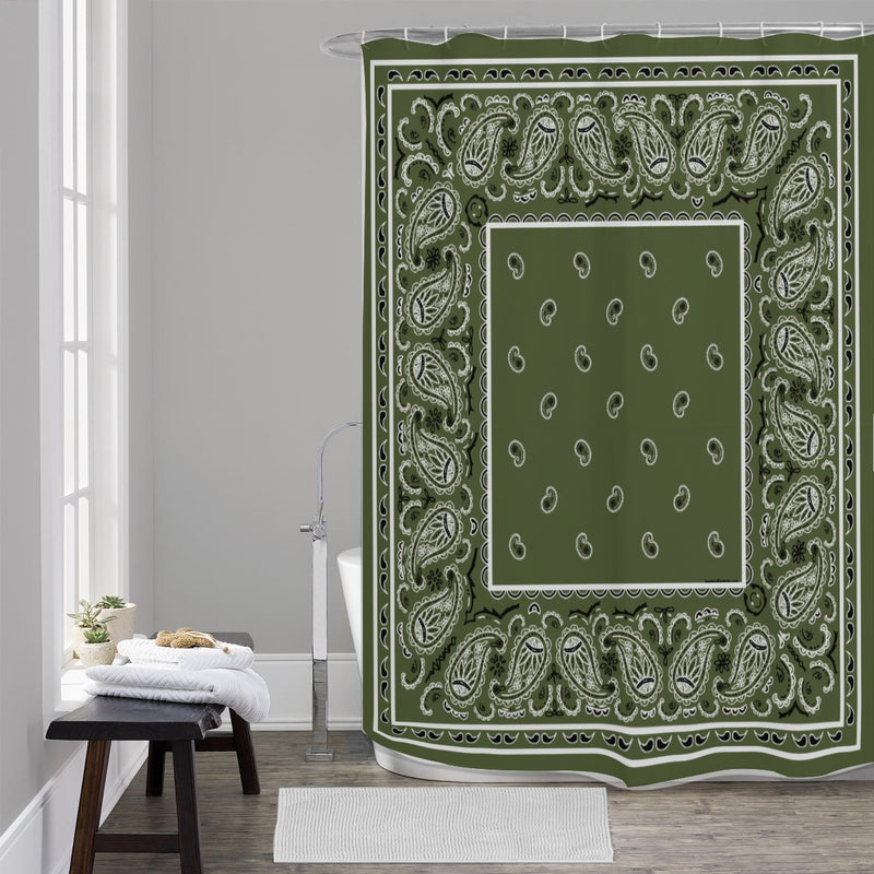 Shower Curtain - Army Green OG Bandana 4 Sizes