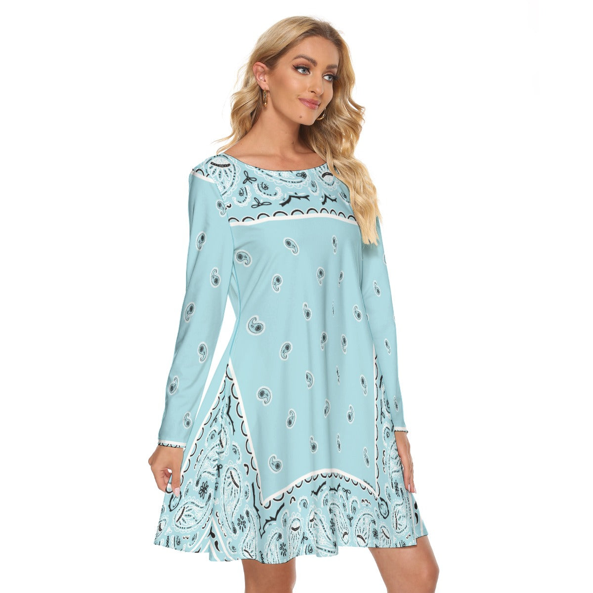 Crew Neck Dress - Baby Blue