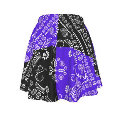 A Black and Grape paisley bandana skirt on a white background.