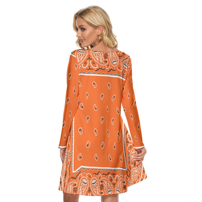 Crew Neck Dress - Bright Orange