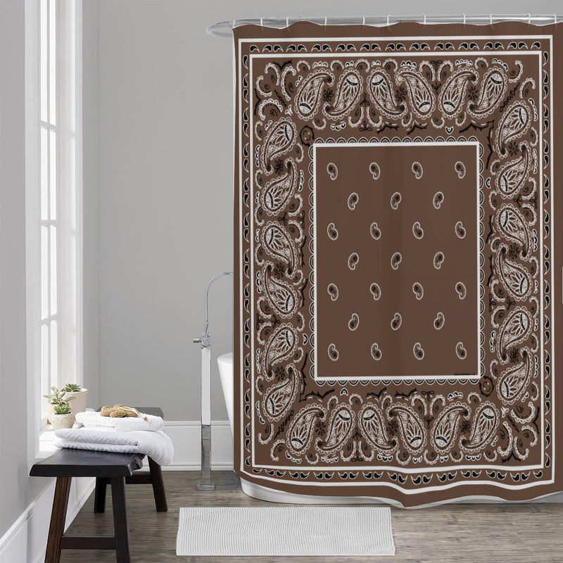 Shower Curtain - Coffee Brown OG Bandana 4 Sizes