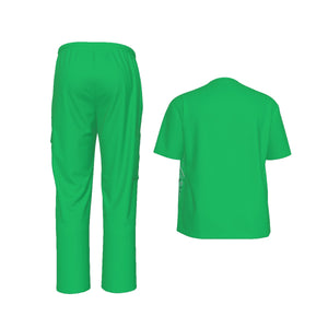 Scrubs - Big Diamond Green Bandana Scrubs w Bottoms