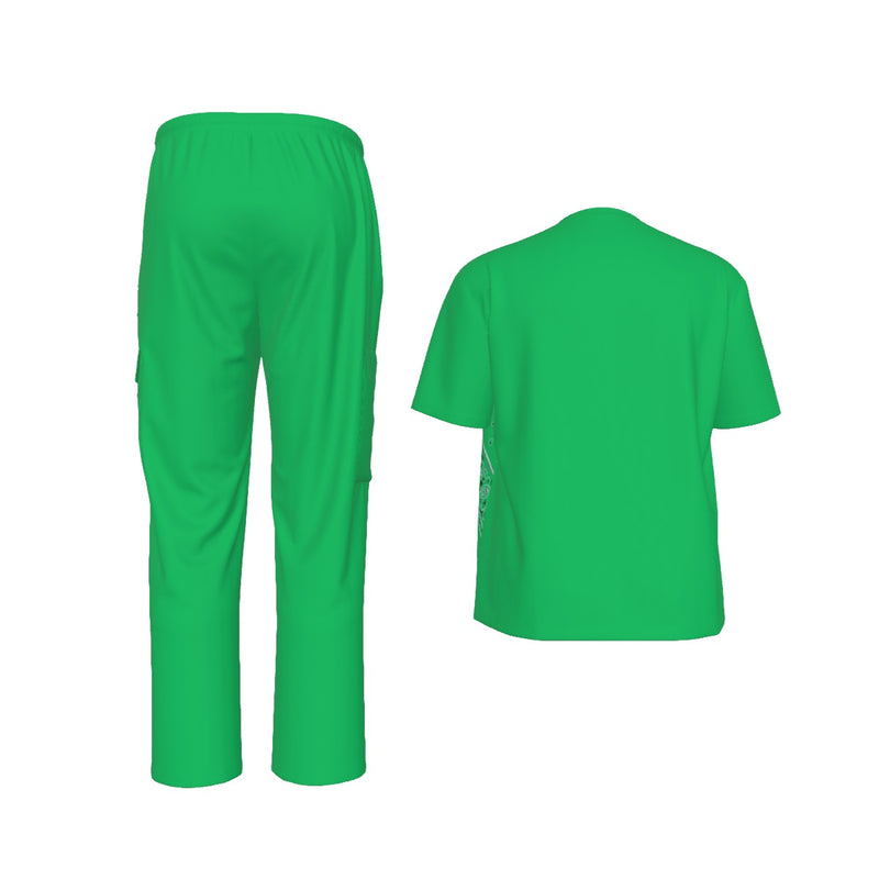 Scrubs - Big Diamond Green Bandana Scrubs w Bottoms