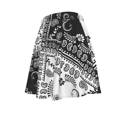 Black and white patterned skirt on a white background