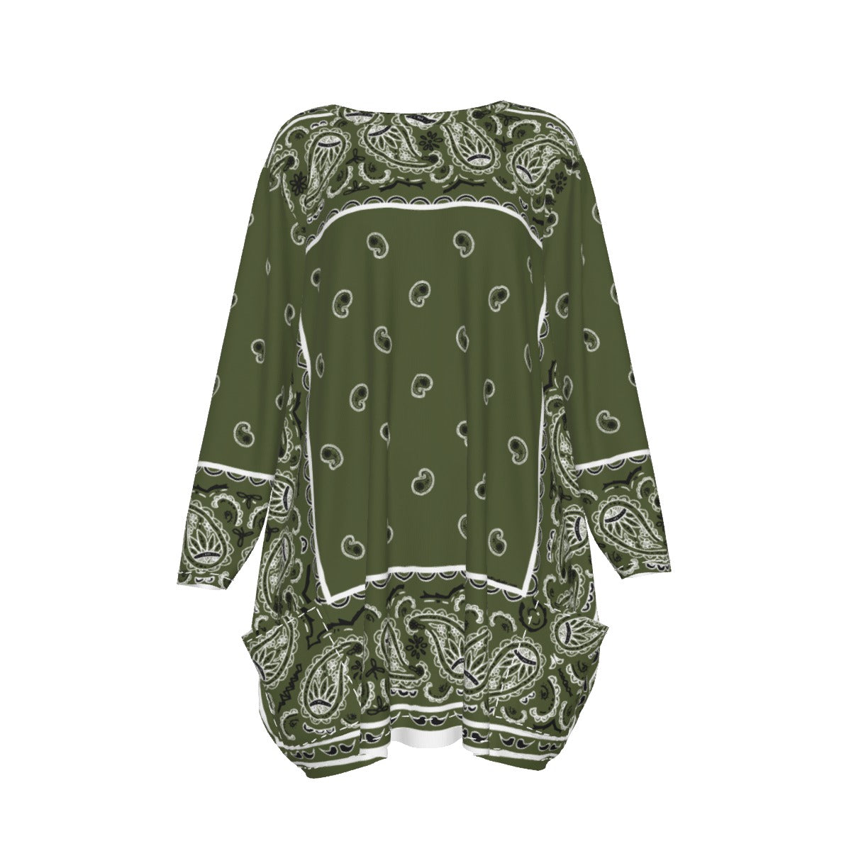 Crew Neck Dress Loose Fit - Army Green