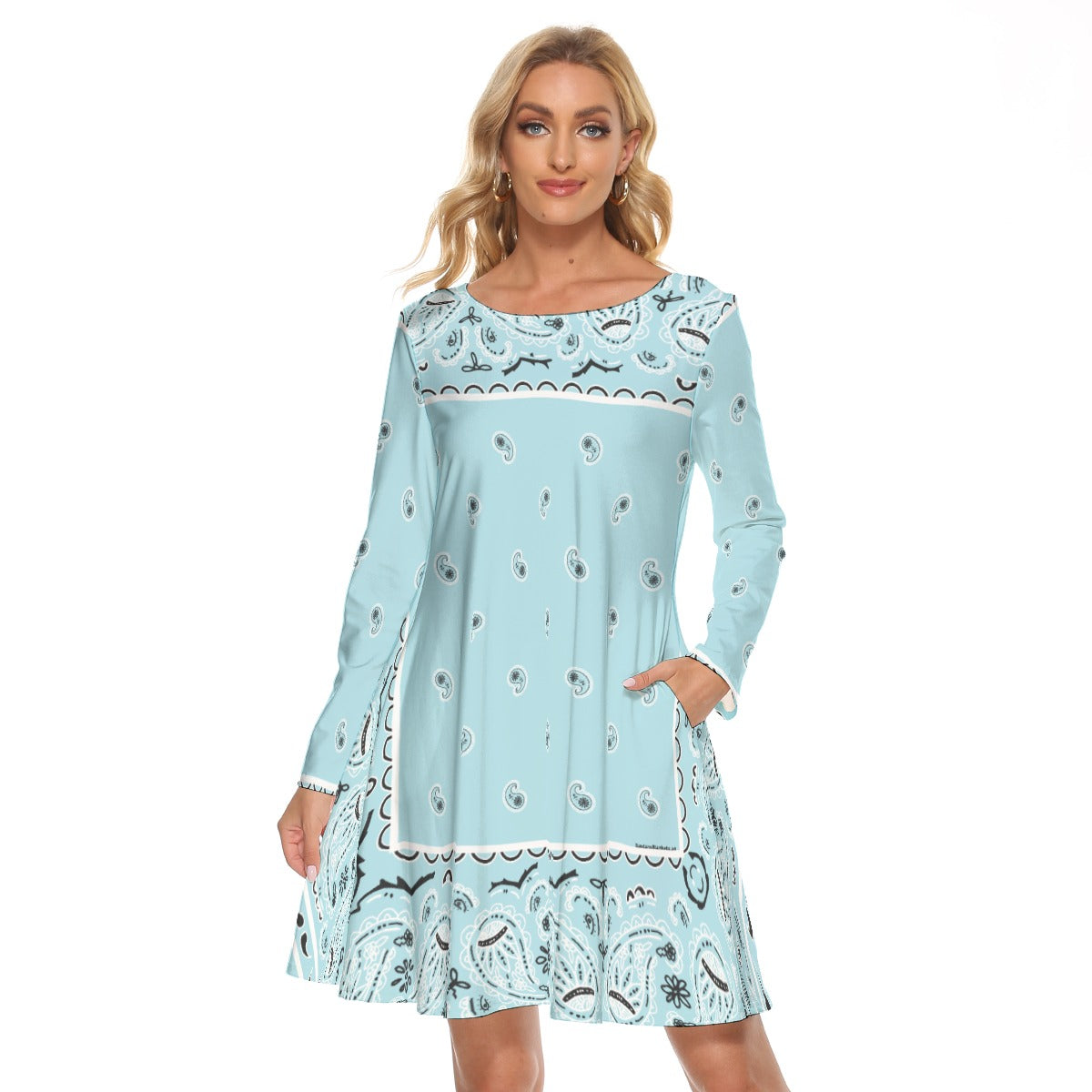 Crew Neck Dress - Baby Blue