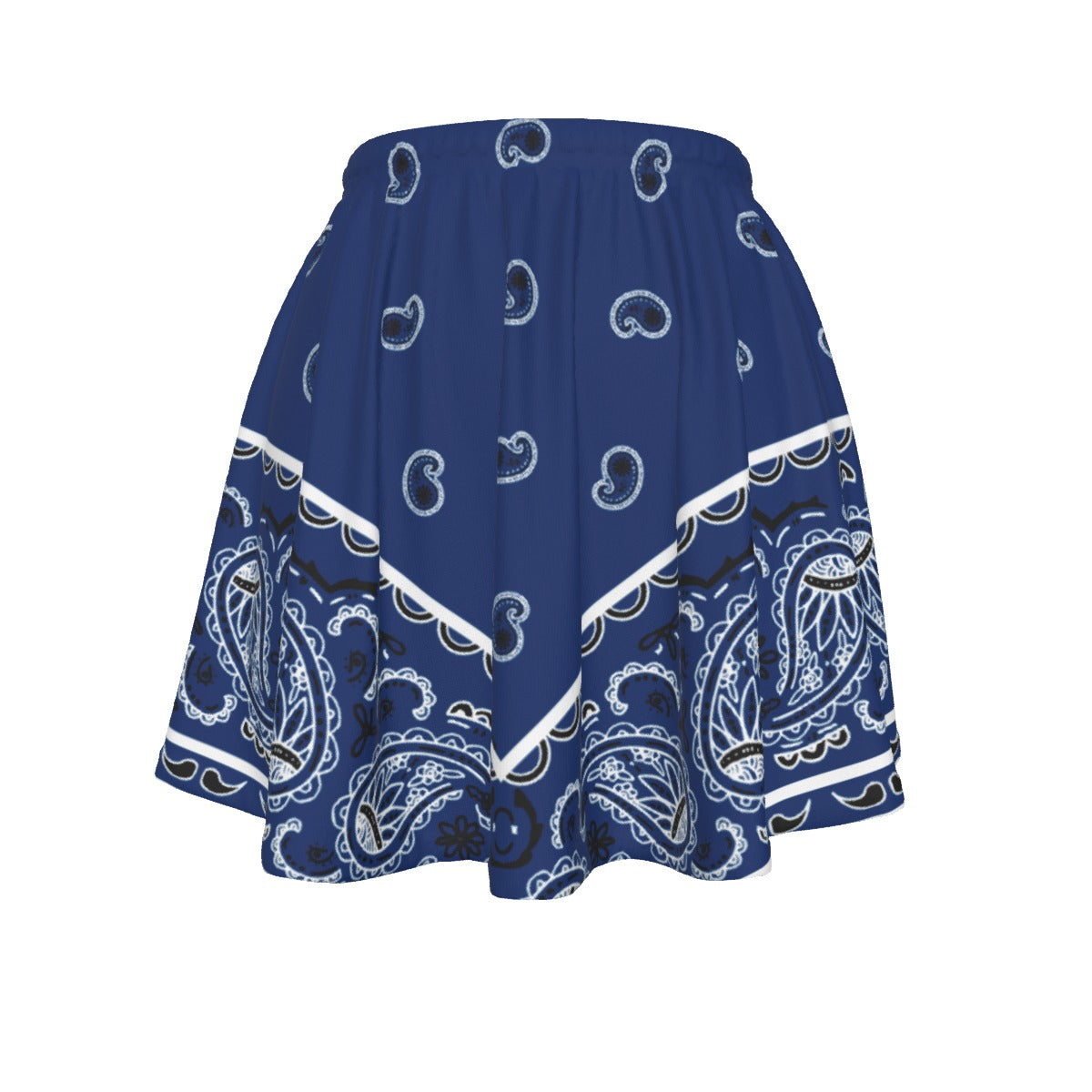 Blue bandana patterned skirt on a white background
