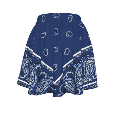 Blue bandana patterned skirt on a white background