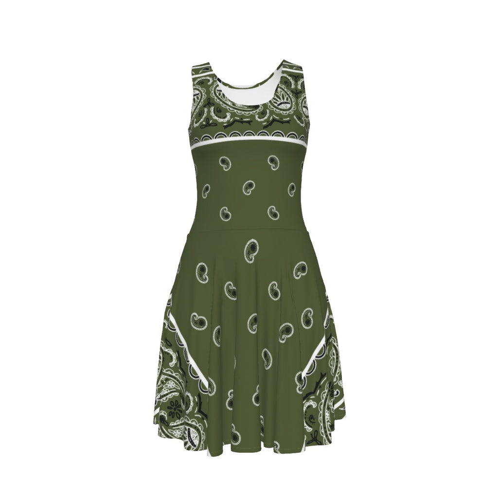 Sleeveless Bandana Dress - Army Green