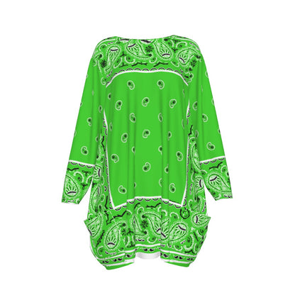Crew Neck Dress Loose Fit - Bright Green