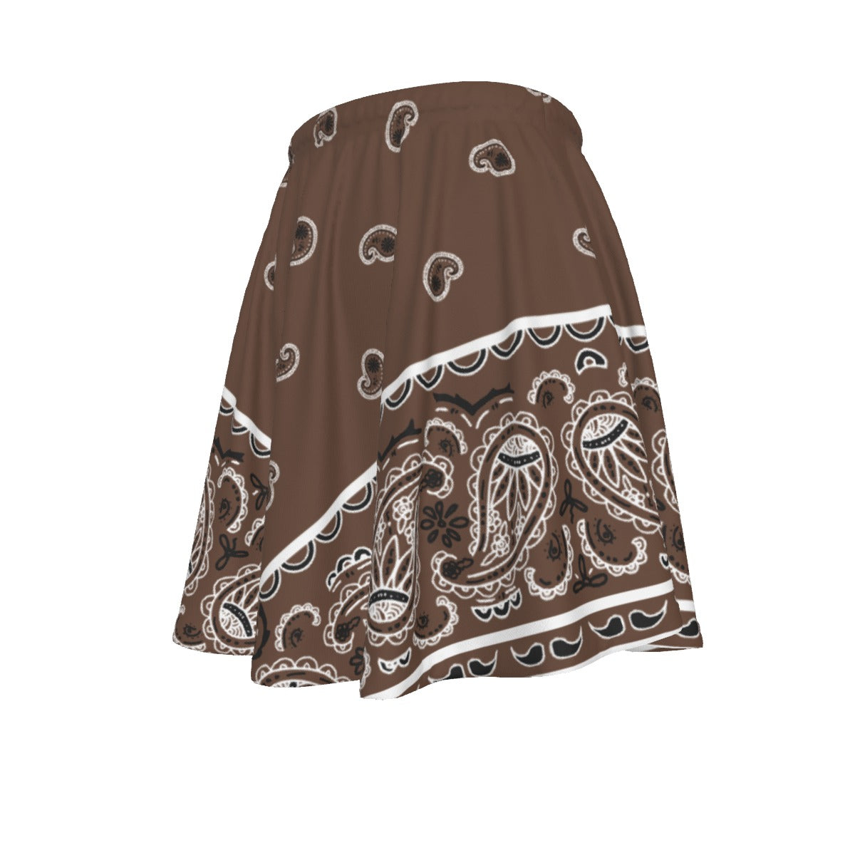 Coffee Brown bandana patterned skirt on a white background