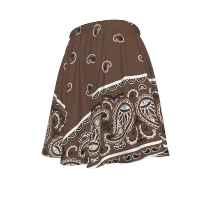 Coffee Brown bandana patterned skirt on a white background