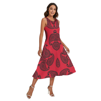 Red Women's Sleeveless Dress With Pockets