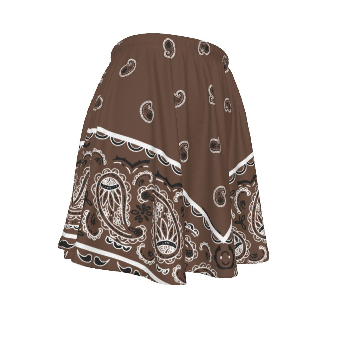 Cofee Brown bandana patterned skirt on a white background
