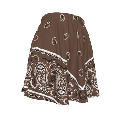 Cofee Brown bandana patterned skirt on a white background