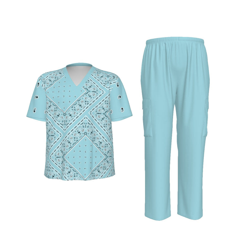 Scubs - Baby Blue Diamond Bandana Scrubs with Bottoms