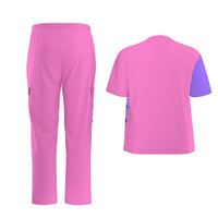 Scrubs - Pink and Purple Square Bandana Scrubs w Pink Bottoms & Plain Back