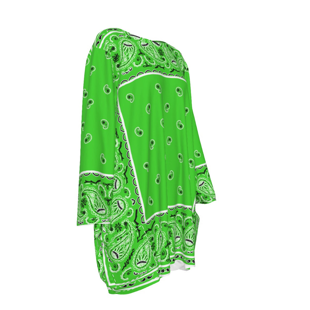 Crew Neck Dress Loose Fit - Bright Green